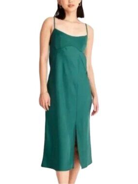 Target Green/Teal Satin Midi Dress w/ Slit - Medium